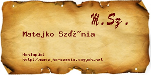 Matejko Szénia névjegykártya
